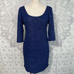 Nwt $49 Material Girl Macys Blue Bodycon Open Back Bondage Dress 3/4 Sleeve XL